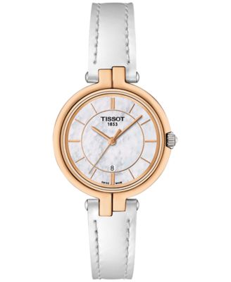 Tissot - Women's Swiss Flamingo White Leather Strap Watch 26mm T0942102611101