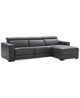 Furniture - Nevio 115" 3-pc Leather Sectional Sofa with Chaise, 2 Power Recliners and Articulating Headrests, Created for Macy's