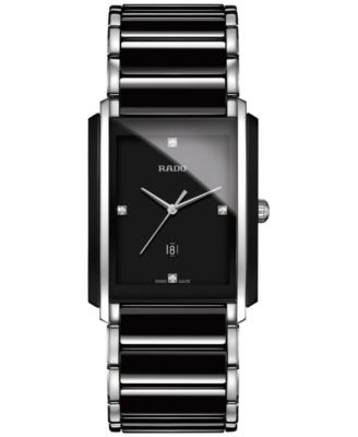 Rado - Men's Swiss Integral Diamond Accent Black Ceramic and Stainless Steel Bracelet Watch 31mm R20206712