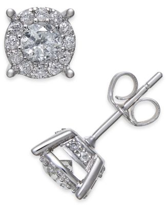 Macy's - Diamond Halo Stud (1/2 to 1-1/2 ct. t.w.) Earrings in 14k Gold