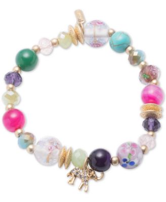 lonna & lilly - Gold-Tone Multi-Bead Tassel Stretch Bracelet