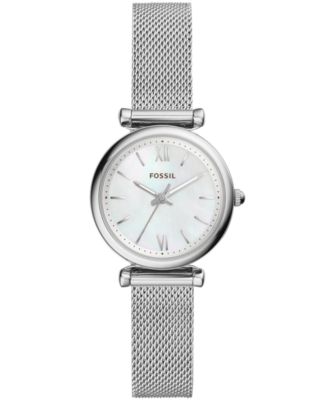 Fossil - Women's Mini Carlie Stainless Steel Mesh Bracelet Watch 28mm