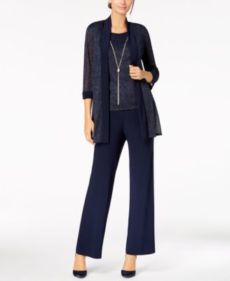 R & M Richards - Metallic Pantsuit, Shell & Necklace Set